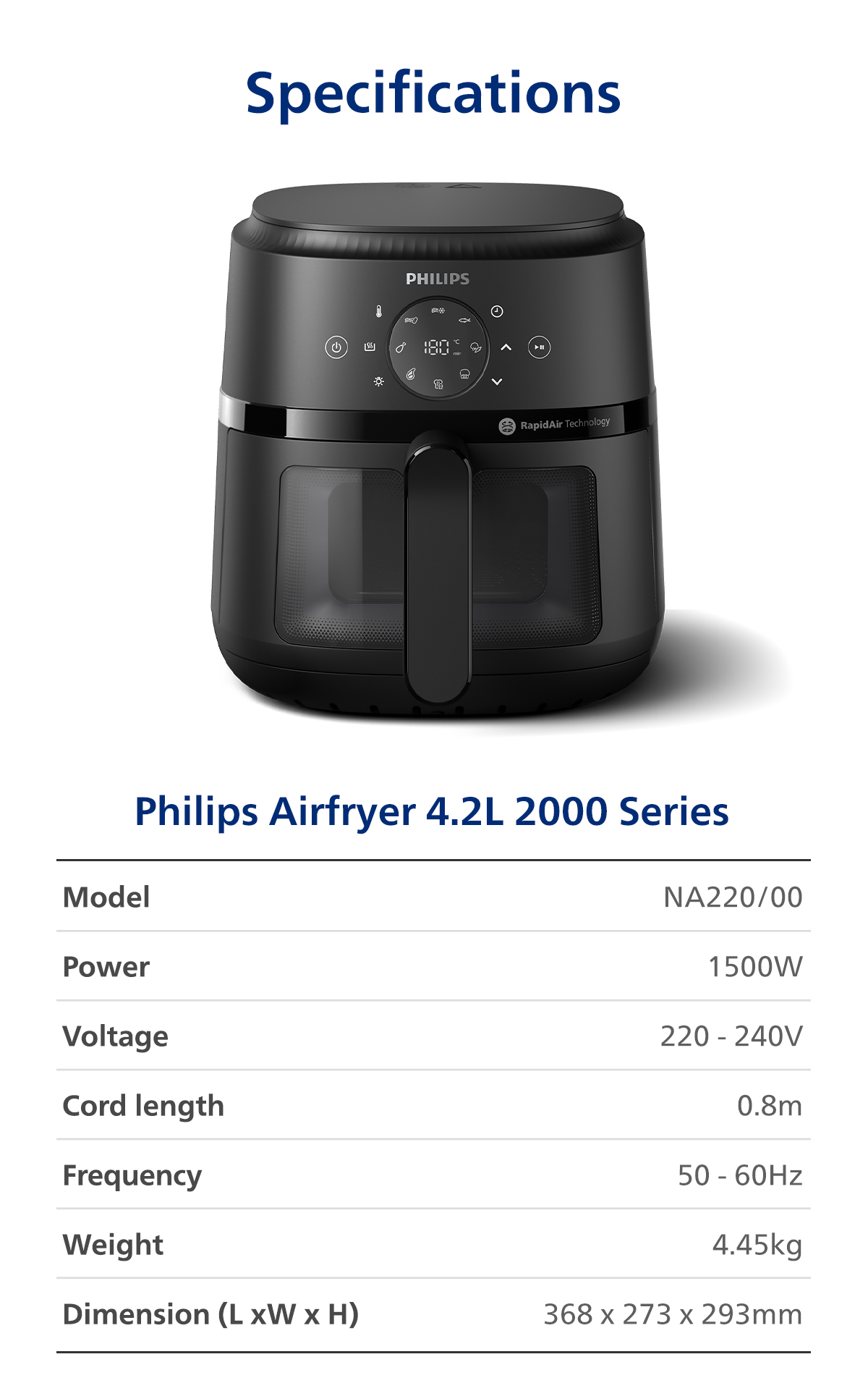 Philips NA221 | 13-in-1 Digital Airfryer | 4.2L | RapidAir Tech ...