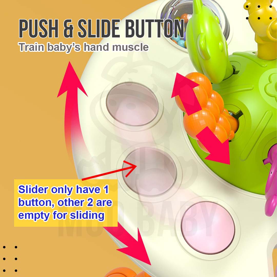 ⭐Moo Baby Mainan Baby 6 Bulan Toy UFO Pull String Toy Baby Teether Toys ...