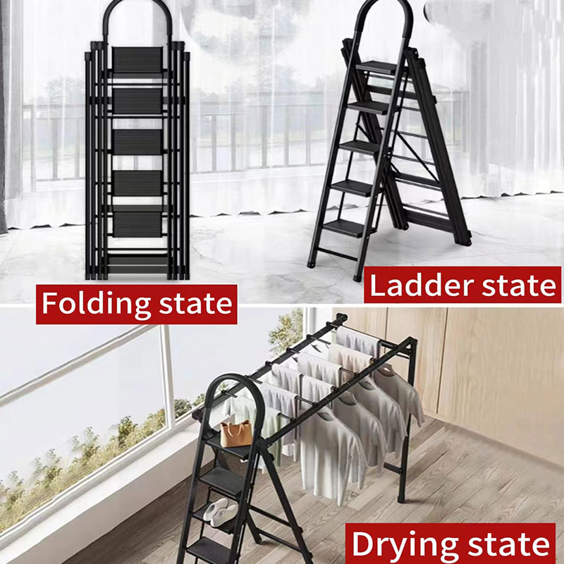 Ladder multifunctional household folding ladder indoor clothes drying ...