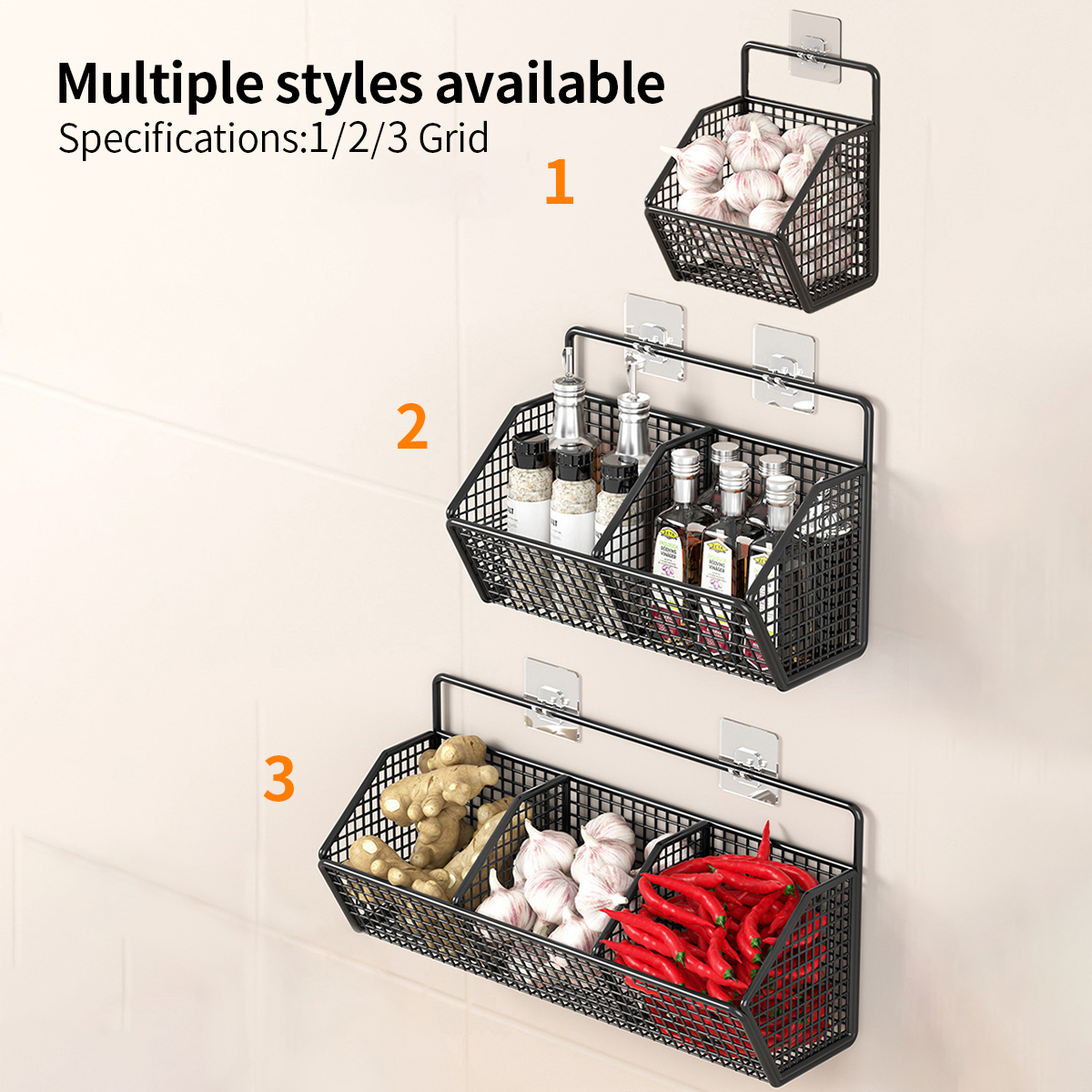 Wall Mounted Storage Rack Onion Ginger Seasoning Storager Basket ...