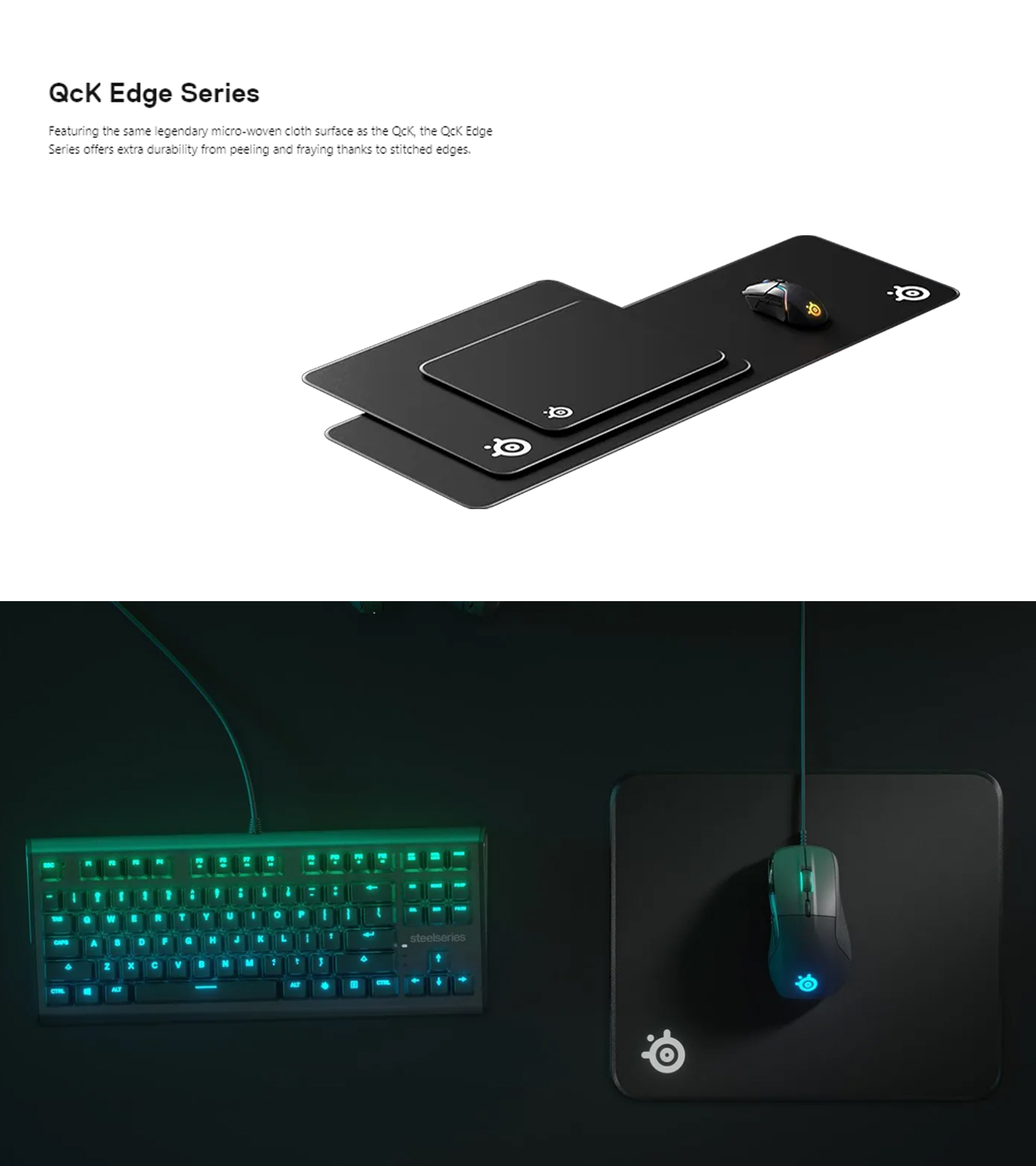 SteelSeries QCK EDGE Cloth Mousepad with Stitched Edges | Micro-woven ...