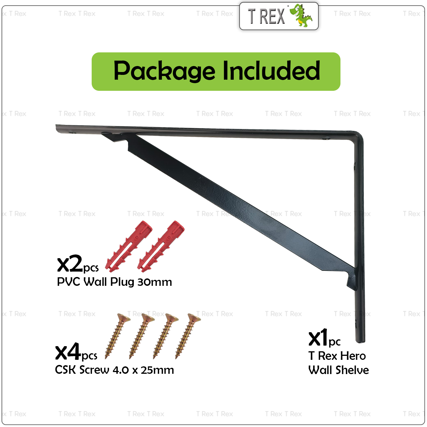 T Rex DIY Hero Black Coat Wall Shelf Shelving L Bracket Wall Mount Rack