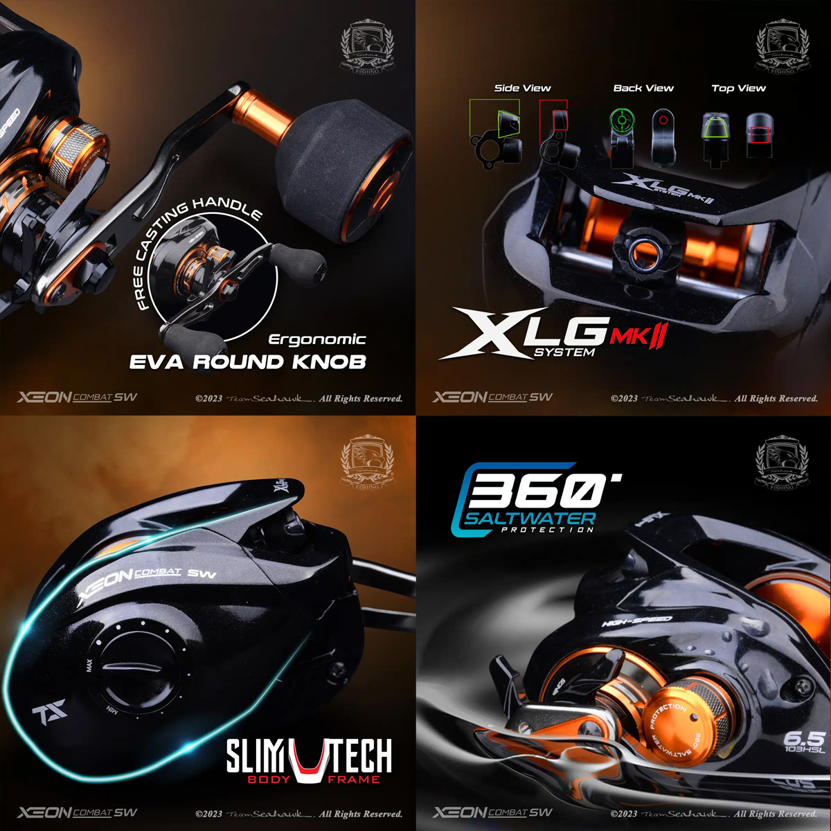 Team Seahawk Xeon Combat SW103HSL Baitcast Overhead Reel SW 103HSL BC ...