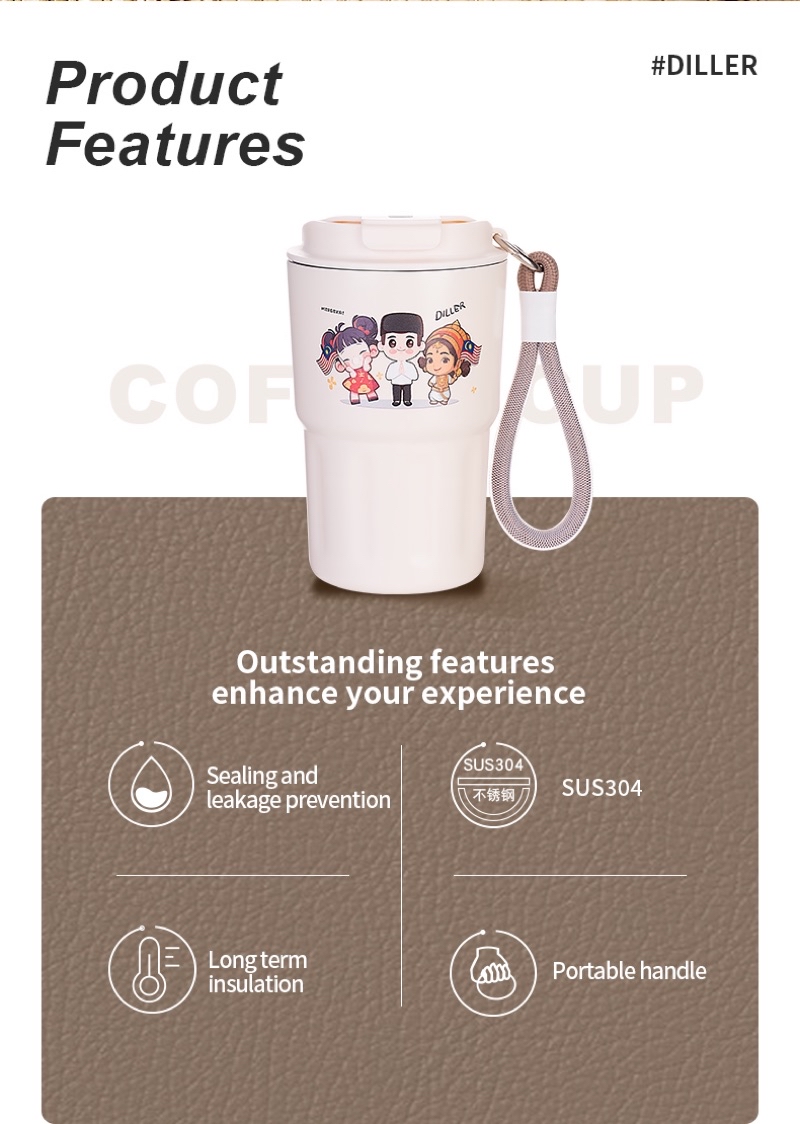 Diller Merdeka Coffee Office SUS304 Travel Direct Drinking Thermo Cup ...