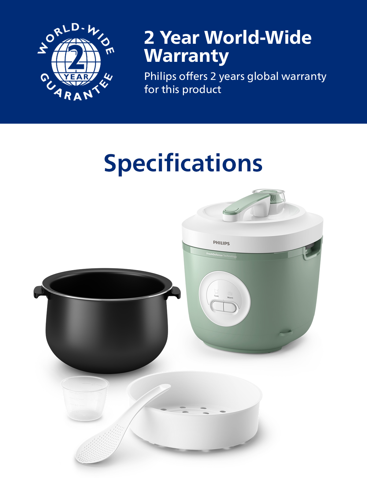 Philips HD3212 | Spherical Pot Analog Rice Cooker | 1.8L | FreshDefense ...