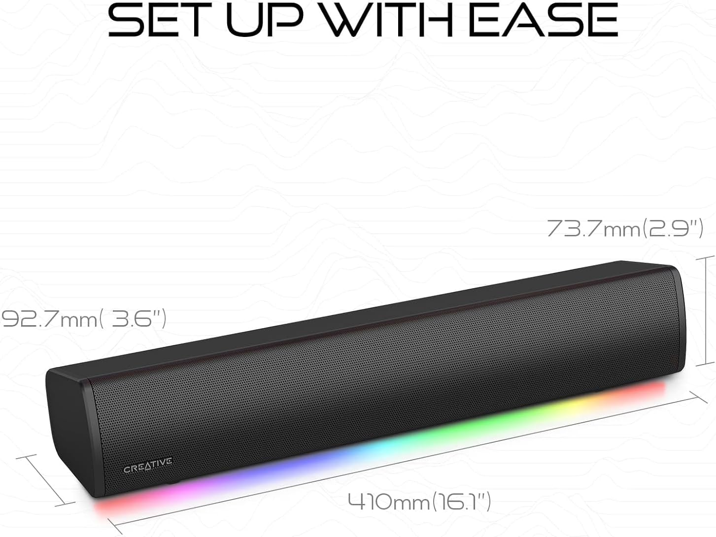 CREATIVE GS3 - RGB GAMING UNDER-MONITOR SOUNDBAR | BLACK / WHITE ...