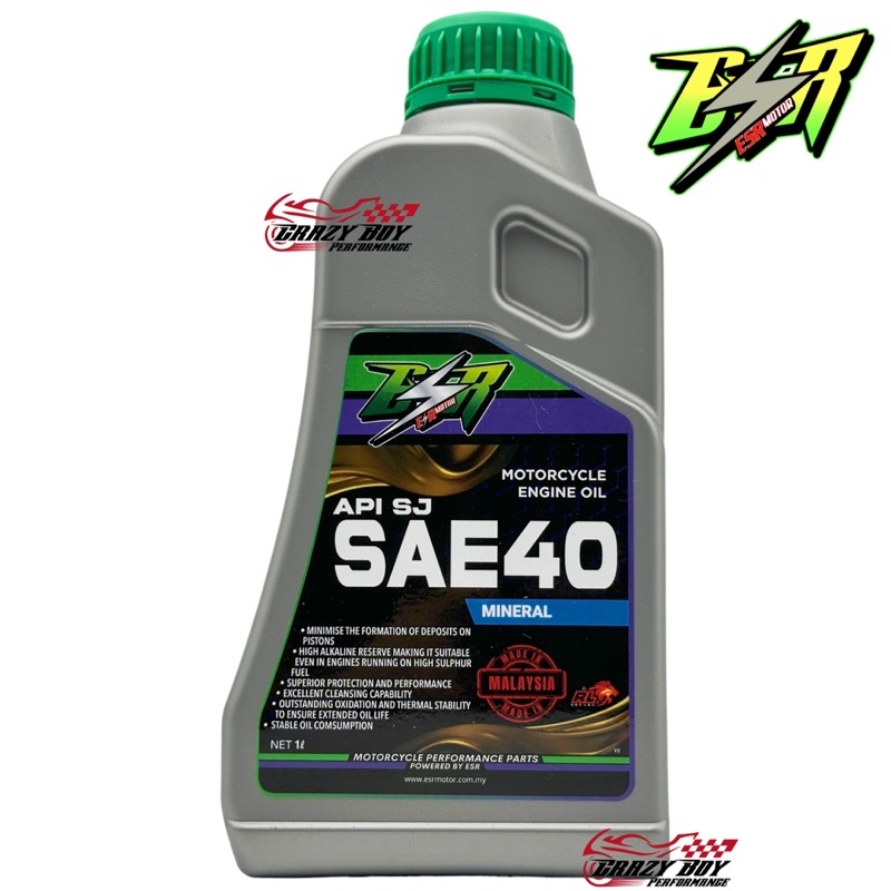 ESR MOTOR ENGINE OIL MINERAL API SJ SAE40 10W40 MINYA HITAM ESR 100% ...