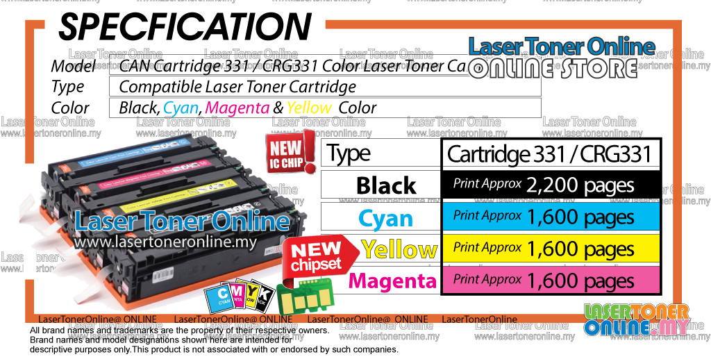 CRG331 Color Compatible to Cano* 331 Cartridge 331 MF 621cn MF 628cw MF ...
