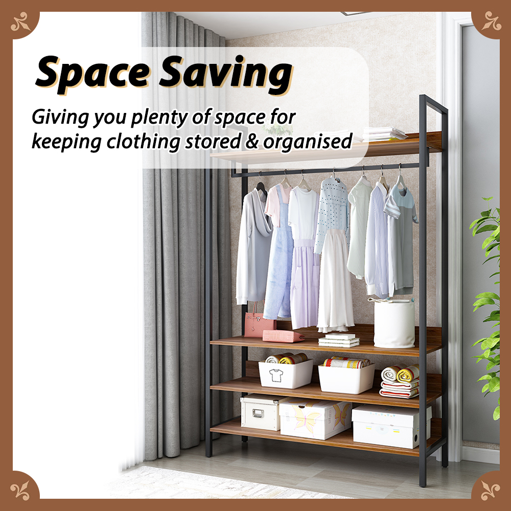 Worthbuy Rustic Metal Clothes Rack Storage Cupboard Storage Organizer ...