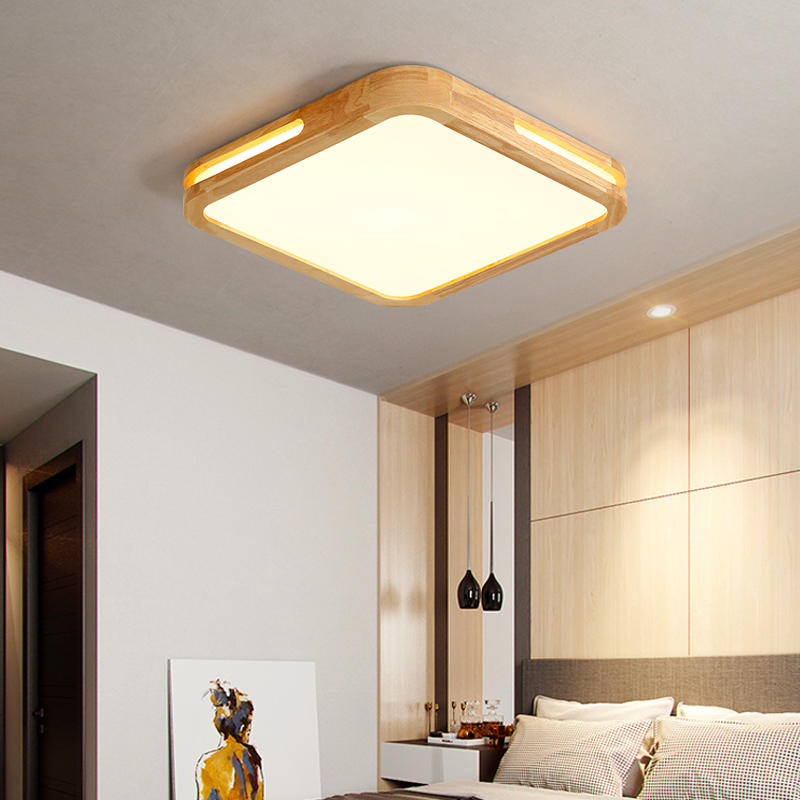 Solid Wooden LED Ceiling Light Modern Dimmable Side Lighting Living ...