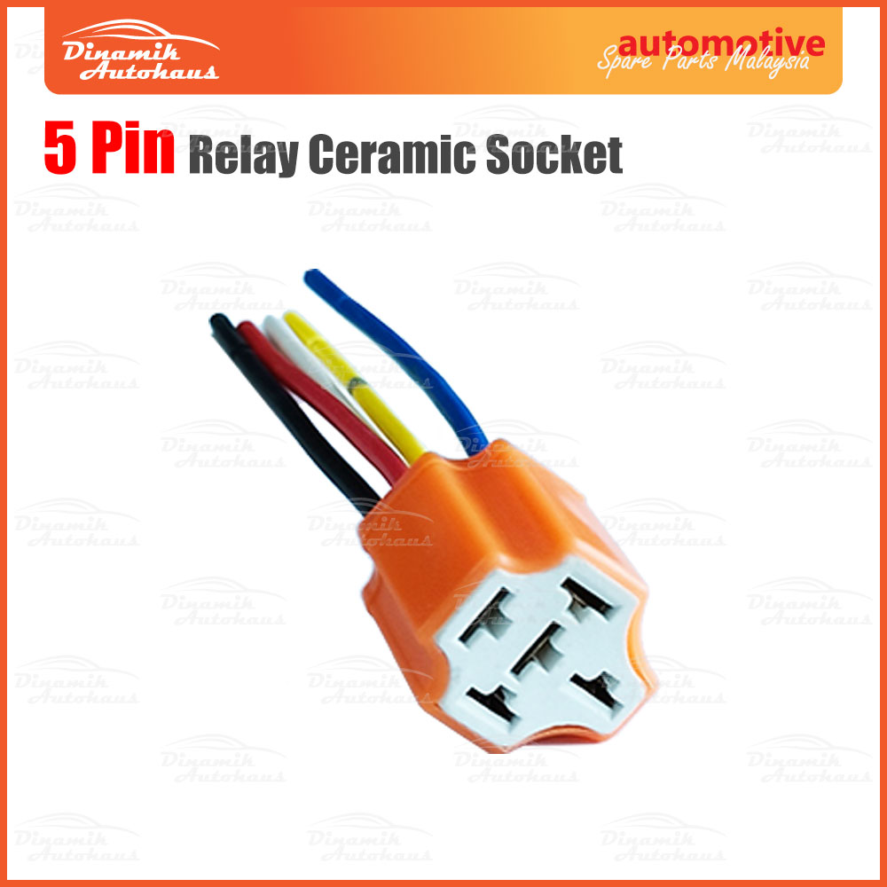 5 Pin Relay Ceramic Socket Soket & Wire For 12 Volt 24 Volt Universal ...