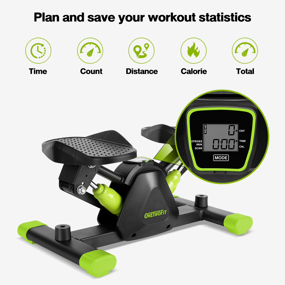 ONETWOFIT Mini Stepper With Resistance Bands, Steppers For Exercise At Home, Steppers For Exercise 350lbs Weight Capacity, Hydraulic Fitness Stepper For Home