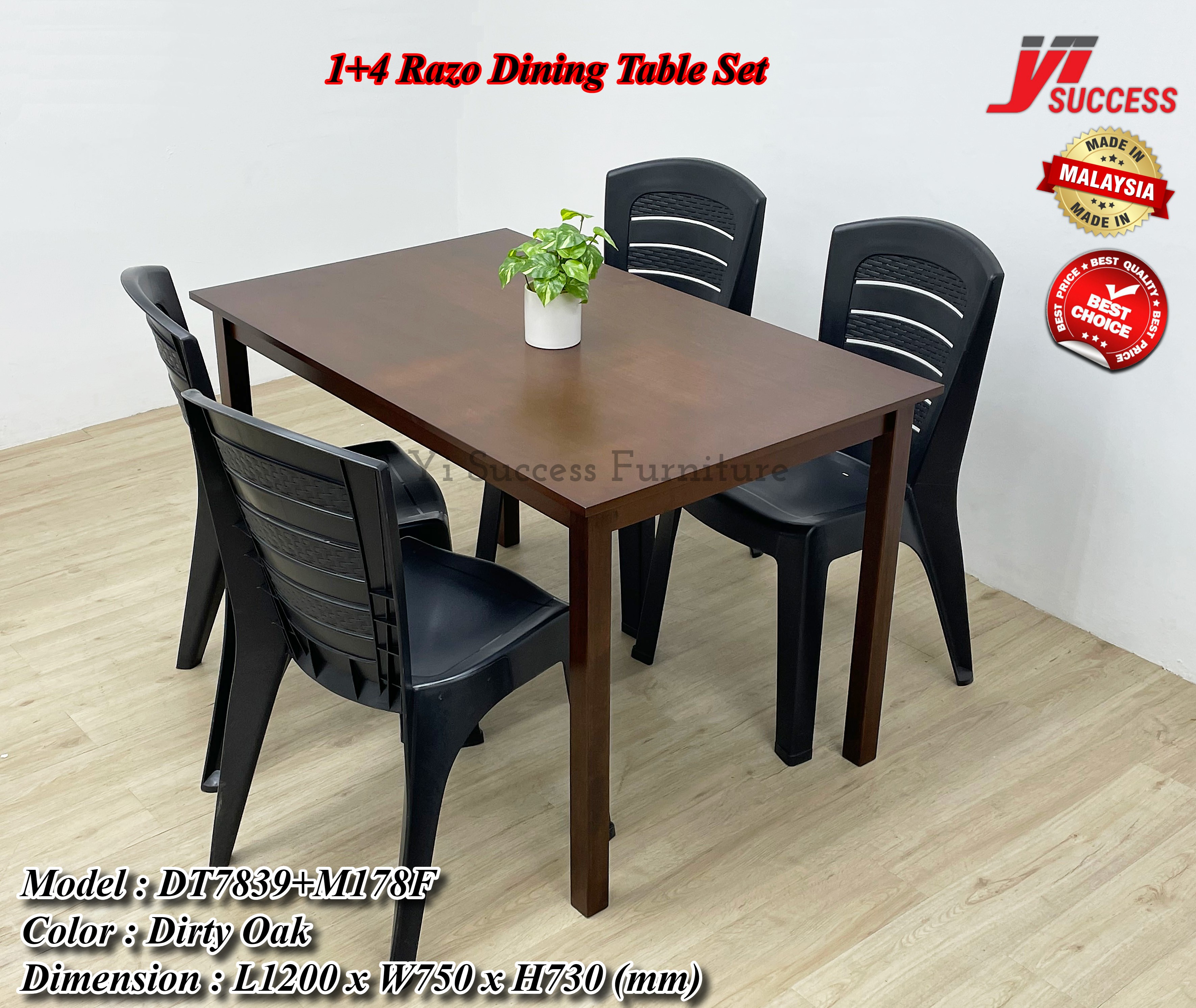 Yi Success Razo 1+4 Dining Table Set / Wooden Dining Table / Meja Makan ...