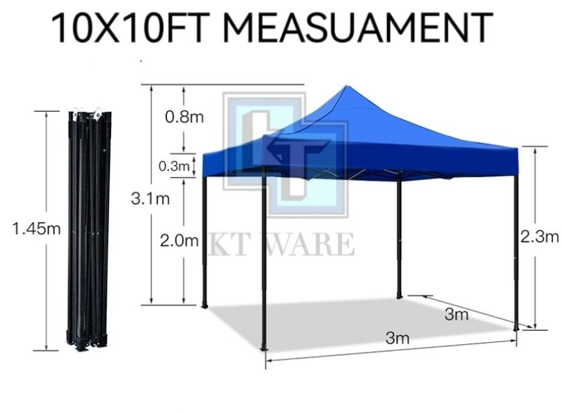 Kt Ware 6x6 8x8 10x10 3x3m Folding Canopy Folding Tent Kanopi Bazar Khemah Full Set Payung 6562