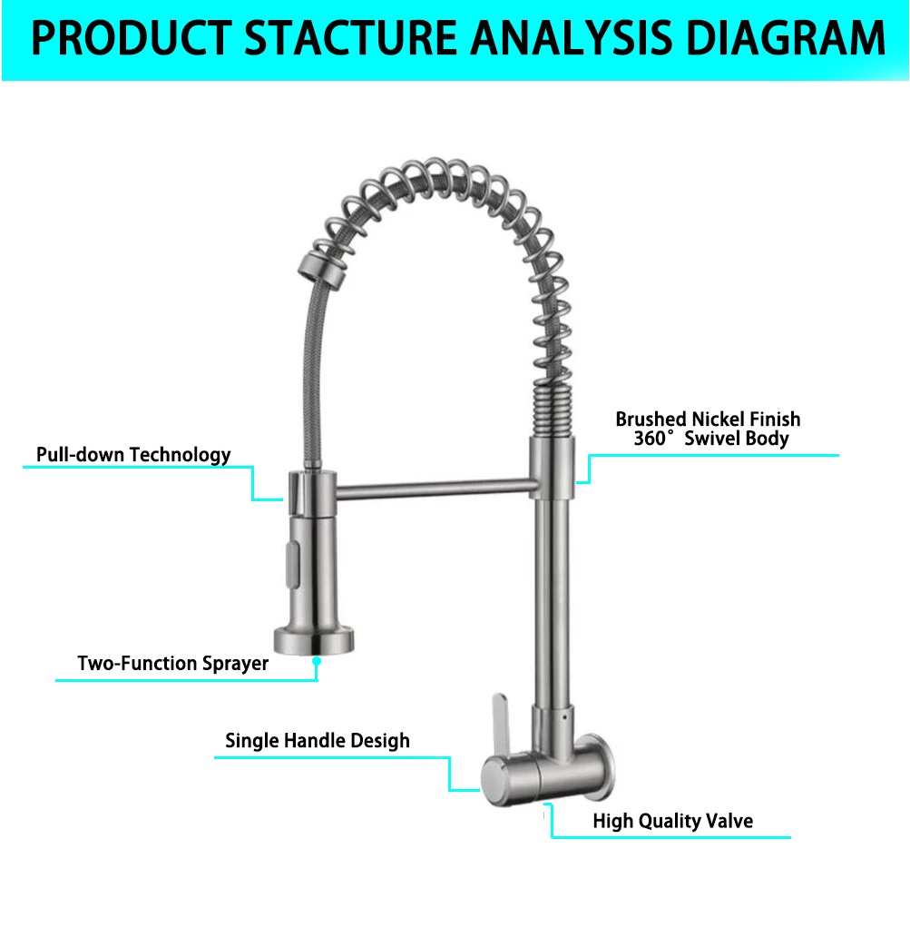 Single Cold Wall Faucet Basin Kitchen 304 Stainless Steel Modern Tap