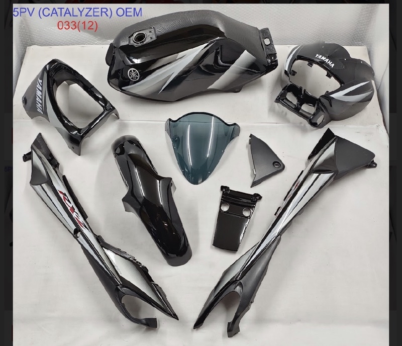 FREE STICKER 5in1 (100% OEM ) YAMAHA RXZ CATELYZER COVER SET OEM HITAM ...