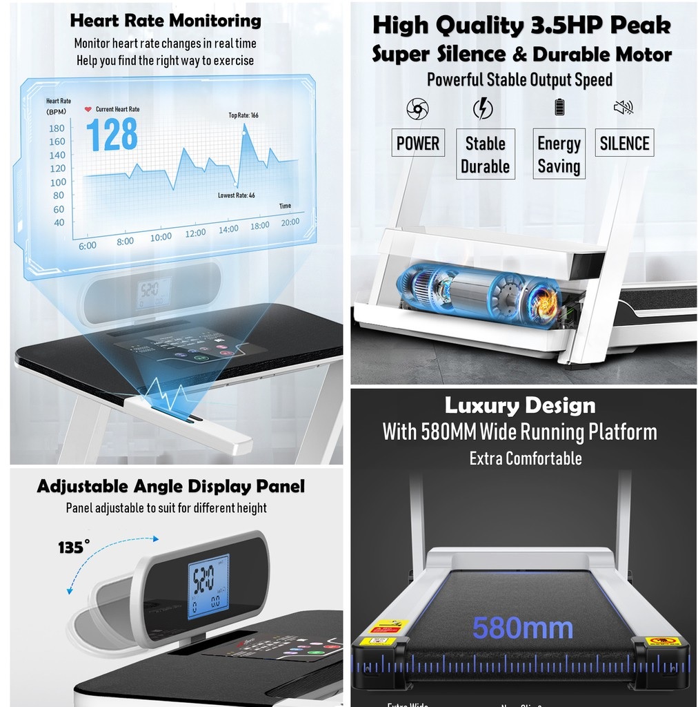 ADSports AD520 Luxury 3.5HP 16CM Super Slim 58CM Running Platform Home ...