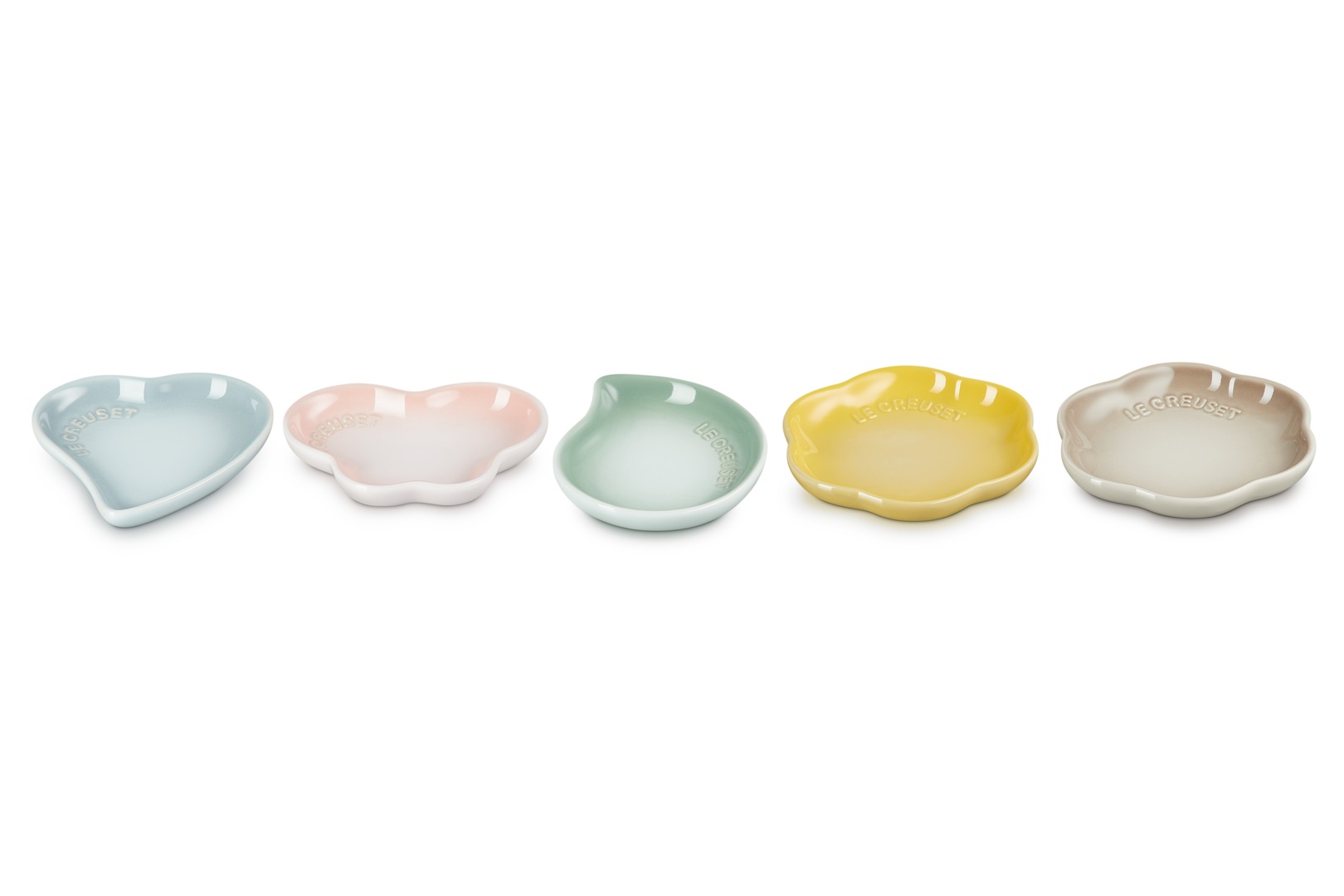 Le Creuset Stoneware Mini Sphere Petal Plates - Silver Blue/Shell Pink ...