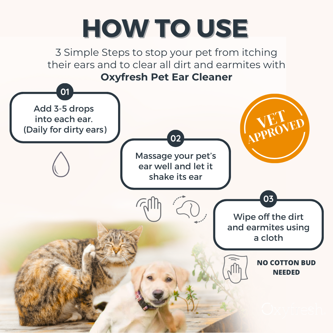 Oxyfresh® Pet Ear Cleaner - Water-Based Ear Cleaner - Ear mite ...