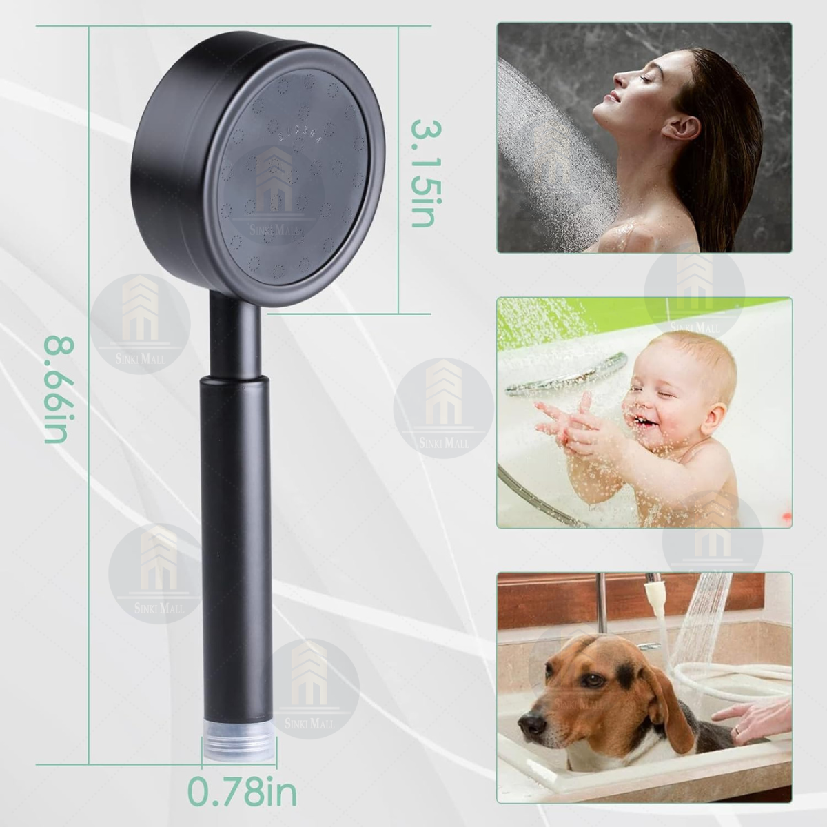SUS304 Stainless Steel Matt Black Adjustable Shower Post with Handheld ...