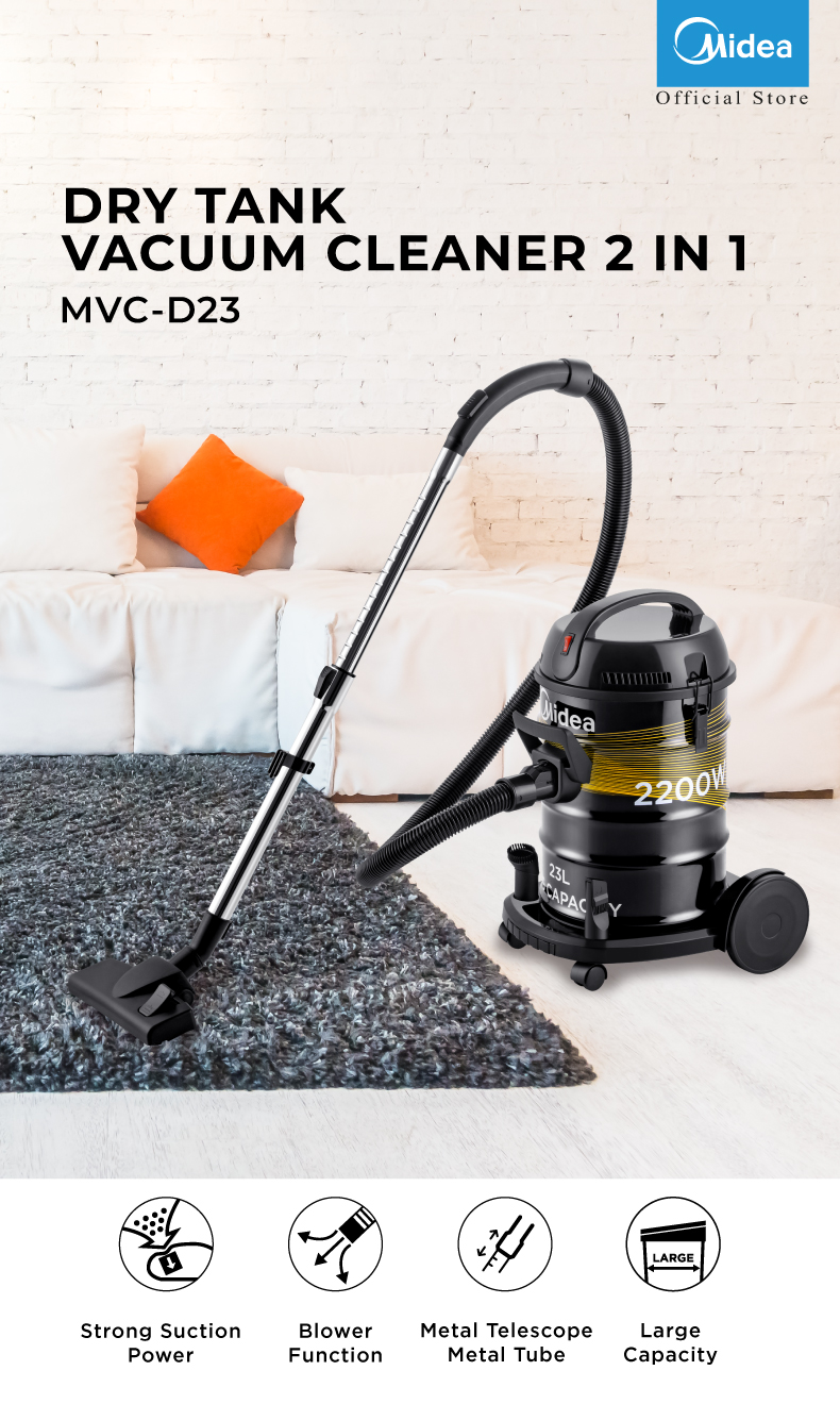 Midea MVC-D23 Dry Tank Vacuum Cleaner 2 In 1 (Blow & Vacuum) | Shopee ...
