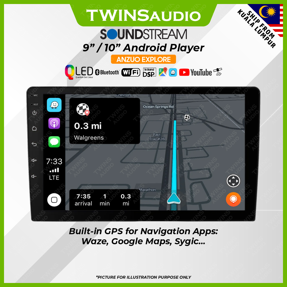 Soundstream Android Player ANZUO EXPLORE QLED Touch Screen HD Car ...