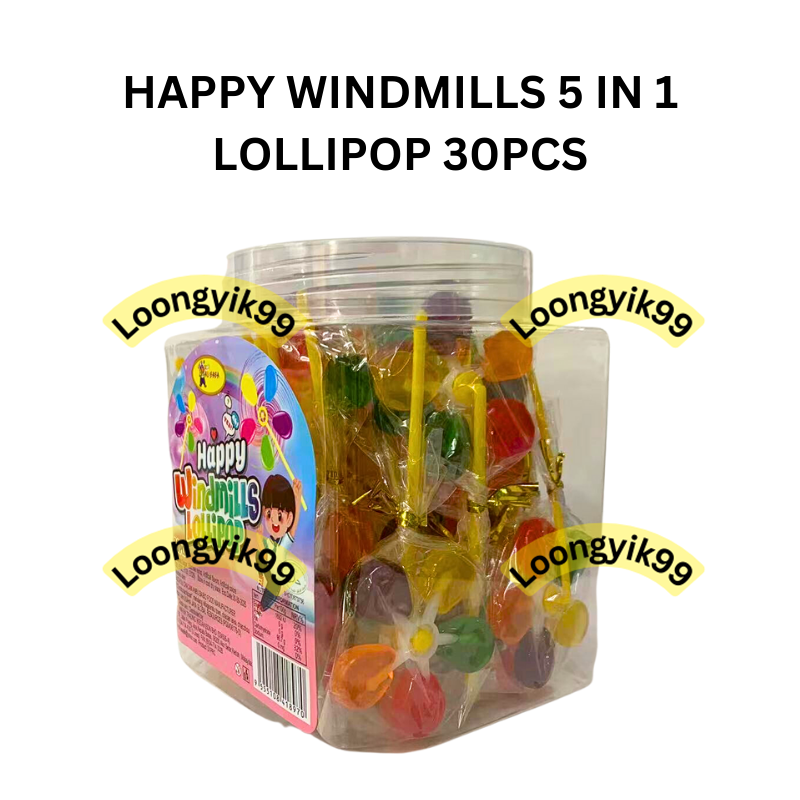 HAPPY WINDMILLS 5 IN 1 LOLLIPOP 30PCS | Shopee Malaysia