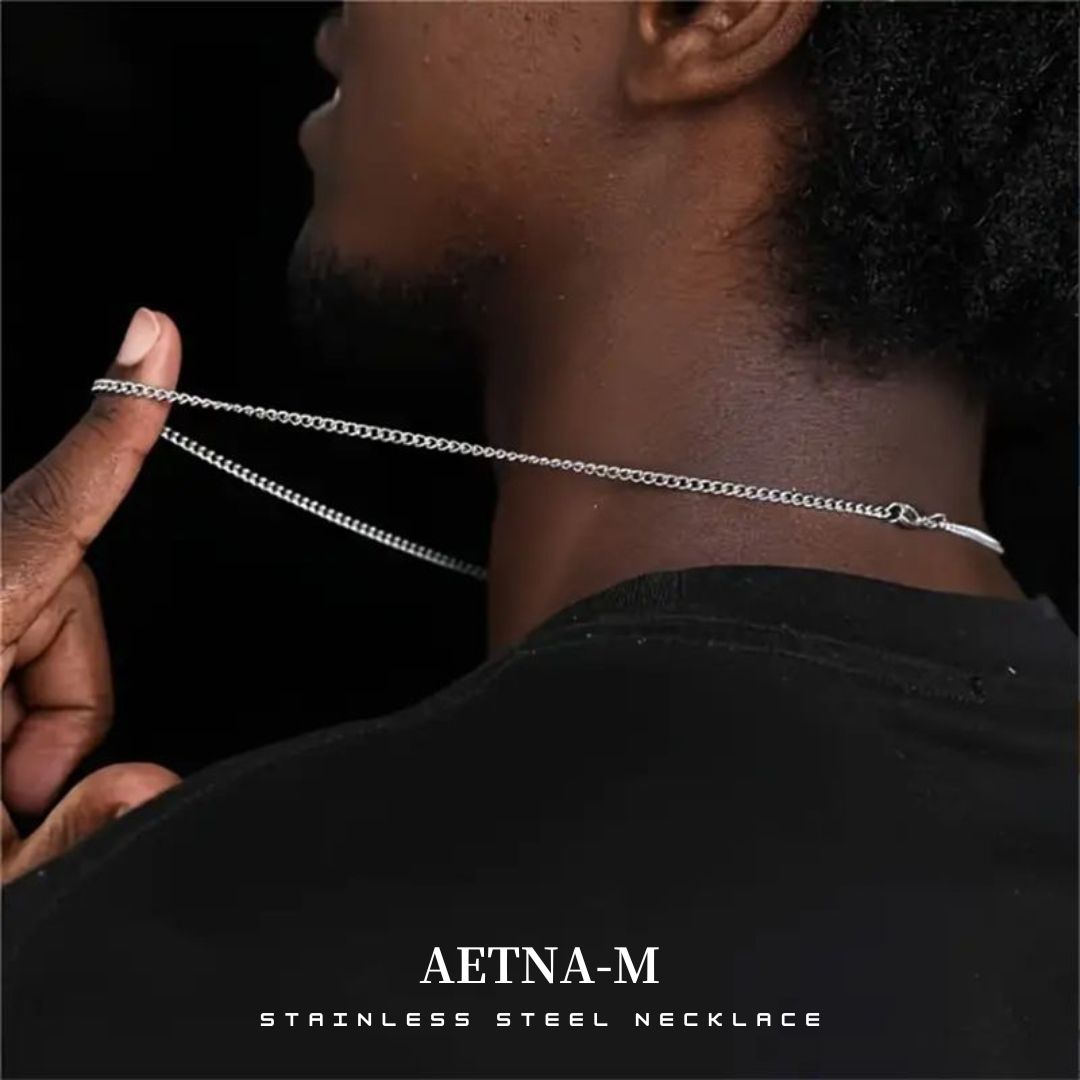 Side Chain Stainless Steel Necklace Man Women Kalung Anti Karat Rantai ...