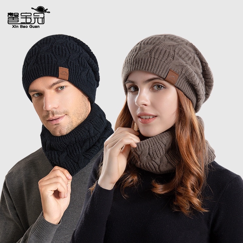 Woolen Winter Knitted Beanie Hat Neck Scraf Winter Beanie Hat Winter ...