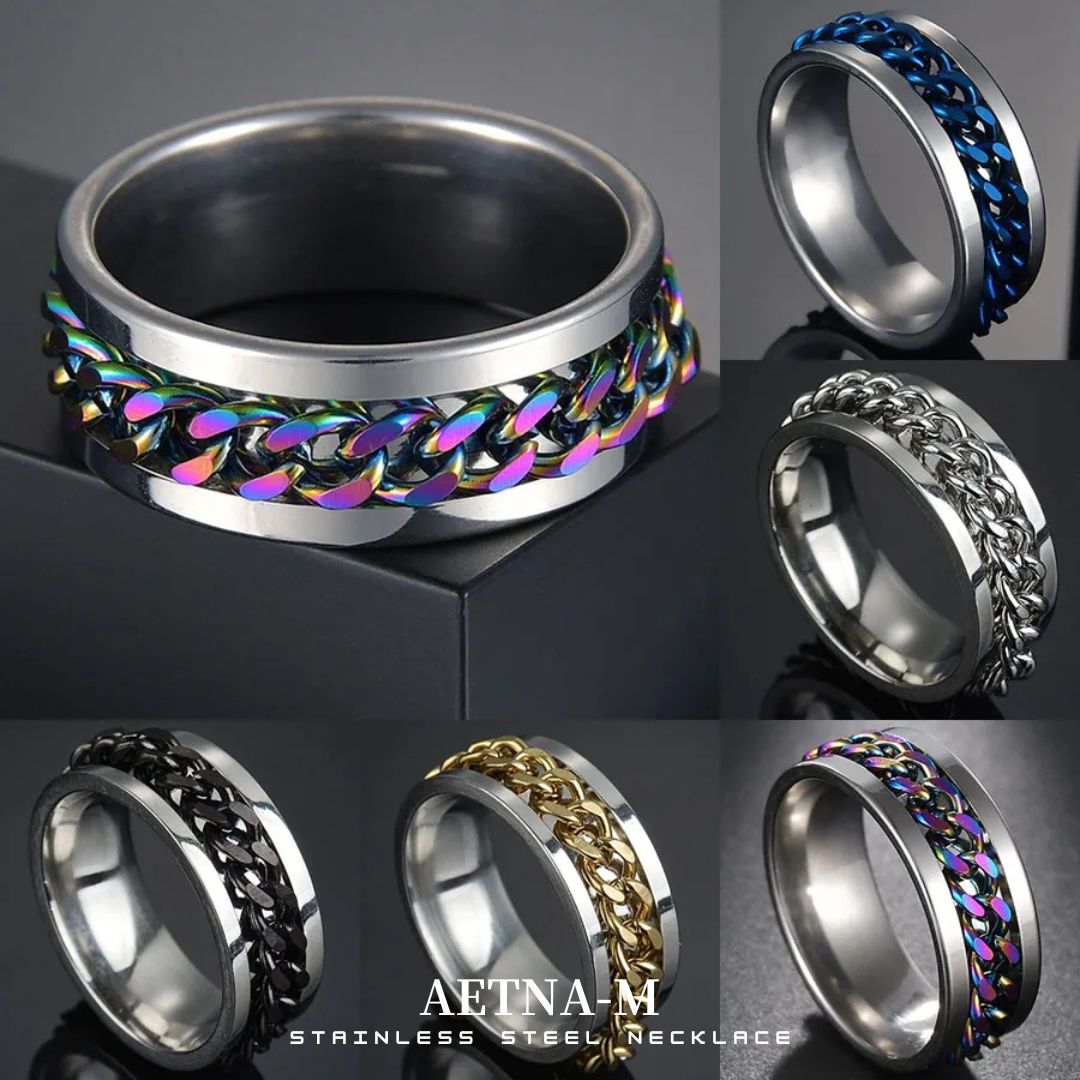 Couple Cool Rotationg Stainless Steel Ring Men Women Cincin Tidak Karat ...