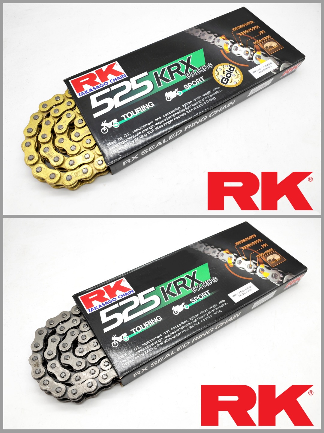 RK Sprocket Set Benelli TRK502X RK525 KRX X-Ring Rivet Black / Gold ...