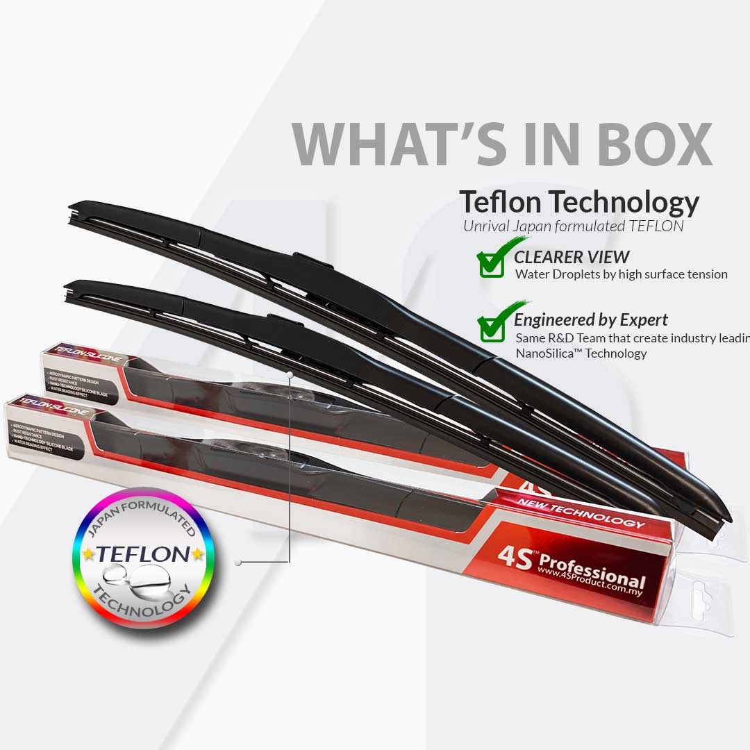 4S Professional™ Teflon Silicone Series Wiper Blades (1pcs) - 1 Year ...