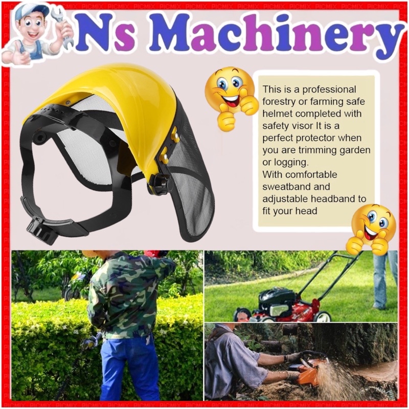 Full Face Mask Protective Visor Safety Helmet Hat Chainsaw Brush Cutter ...