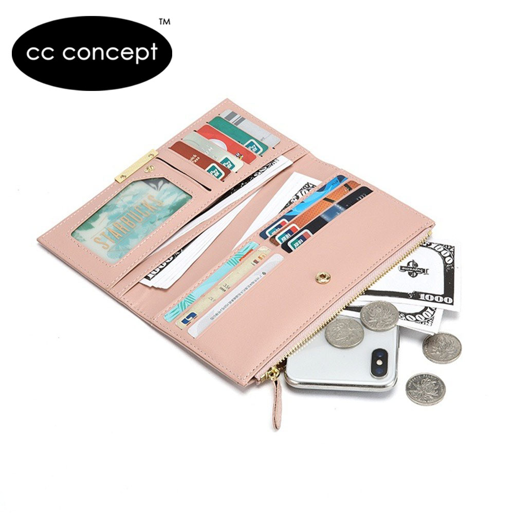 CC CONCEPT Long Women Wallet Bifold Purse Woman Card Holder Zipper ...