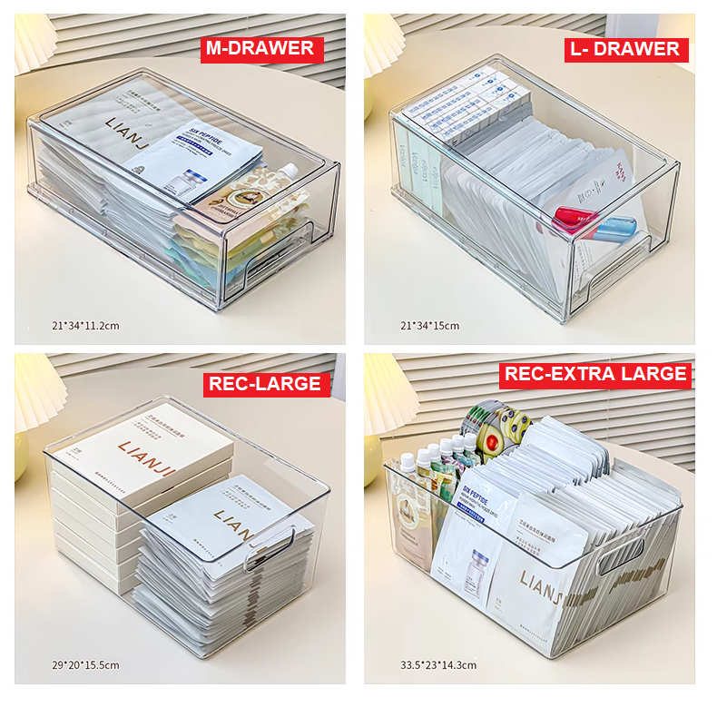 Mask Facial Storage Box Organizer Transparent Large Capacity Stackable ...