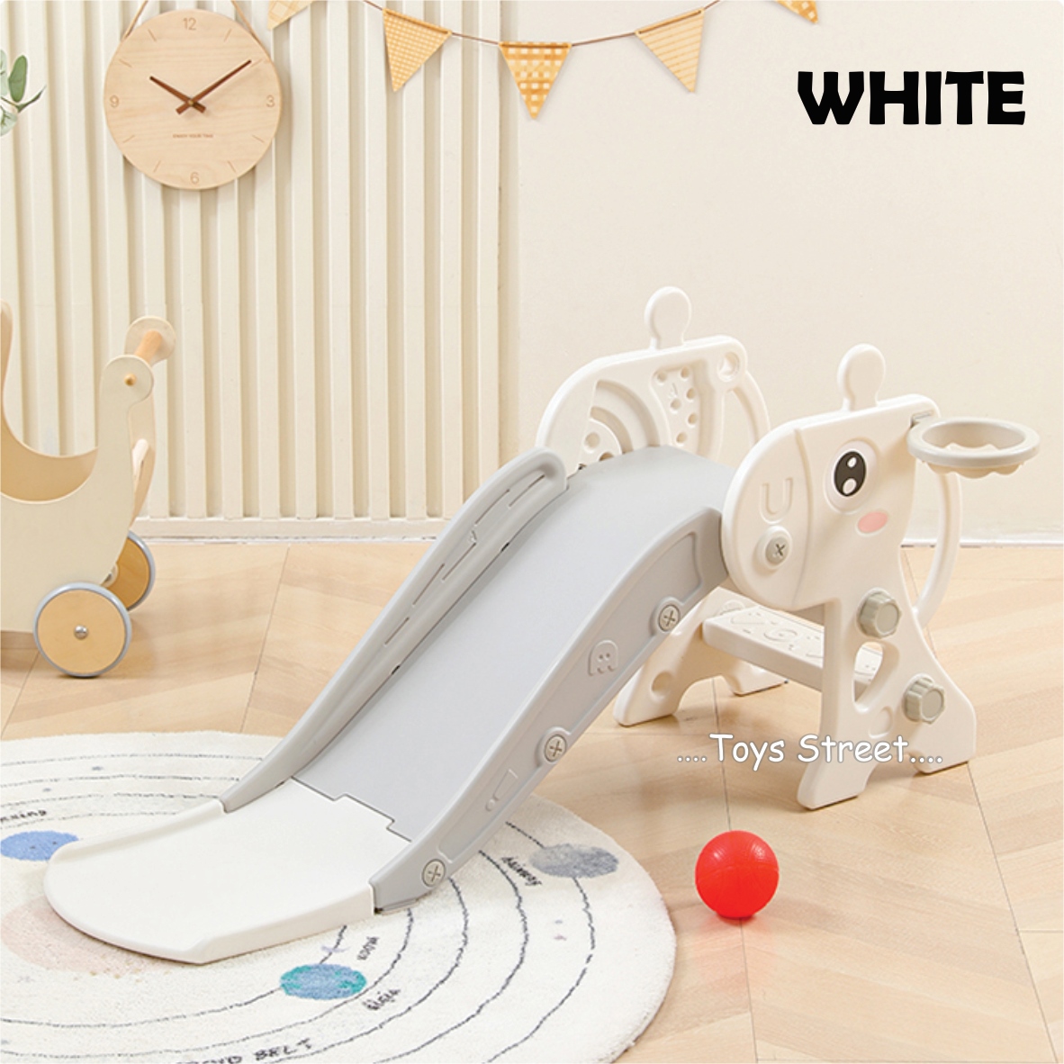 TOYS STREET (TS2321) GENKI SILLY GIRAFFE SLIDE with Basketball Ring ...