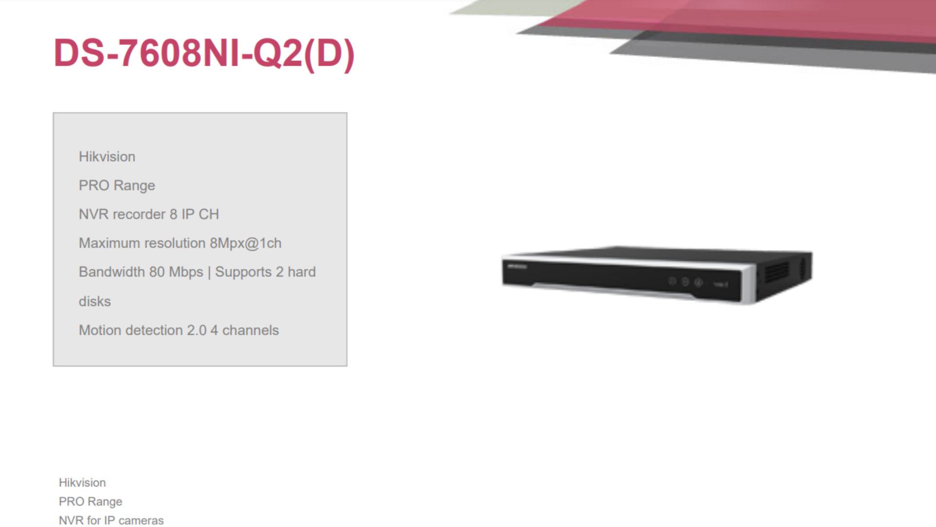 Hikvision 8CH 8 Channel 4K 8MP IP Network CCTV NVR Recorder 1U 2 Hdd ...