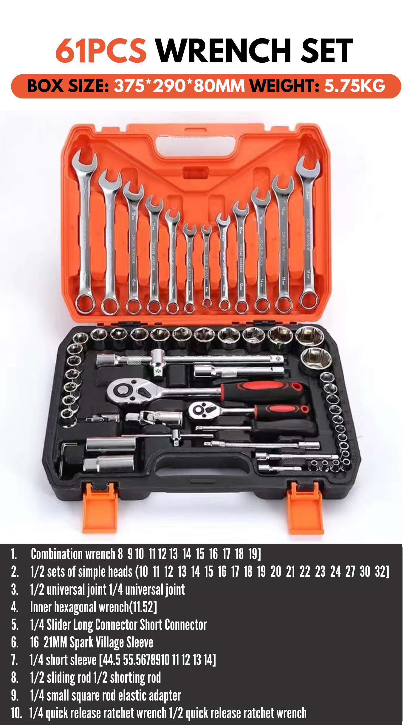 Sonco 🔥cr V Original🔥 94pcs Combination Socket Wrench Ratchet Spanner Tools Set Box Power Plug