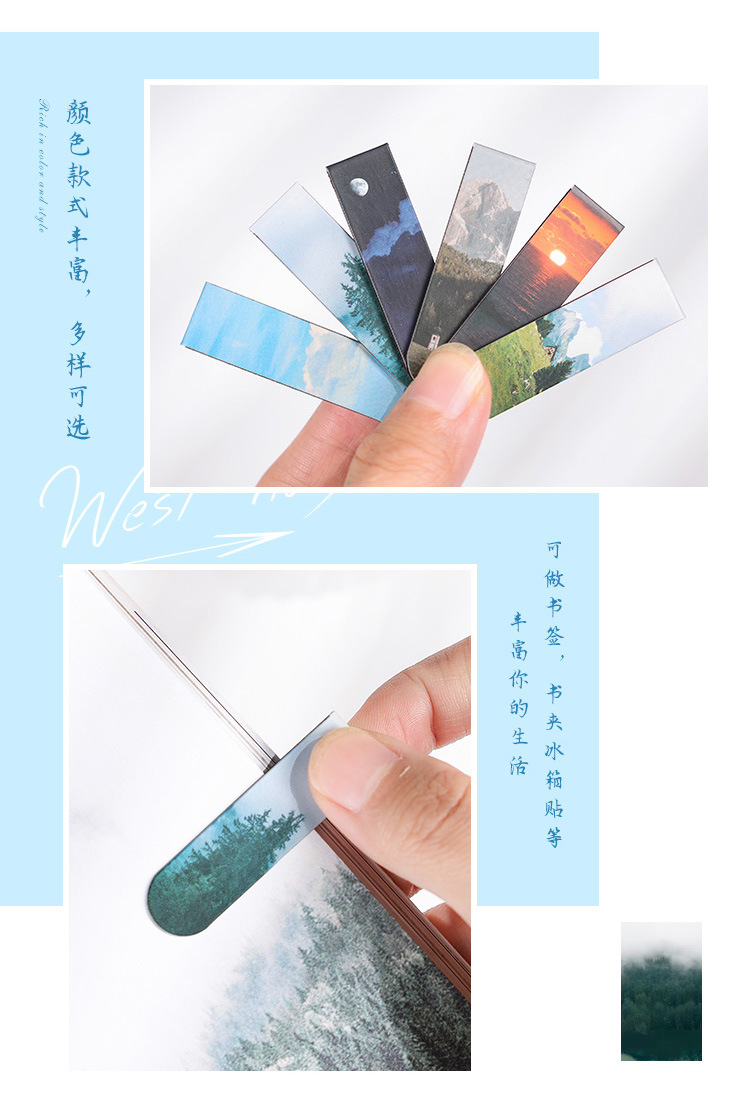 Whitespace 2pcs Scenery Magnet Bookmark Magnetic Booktab Label Clip ...