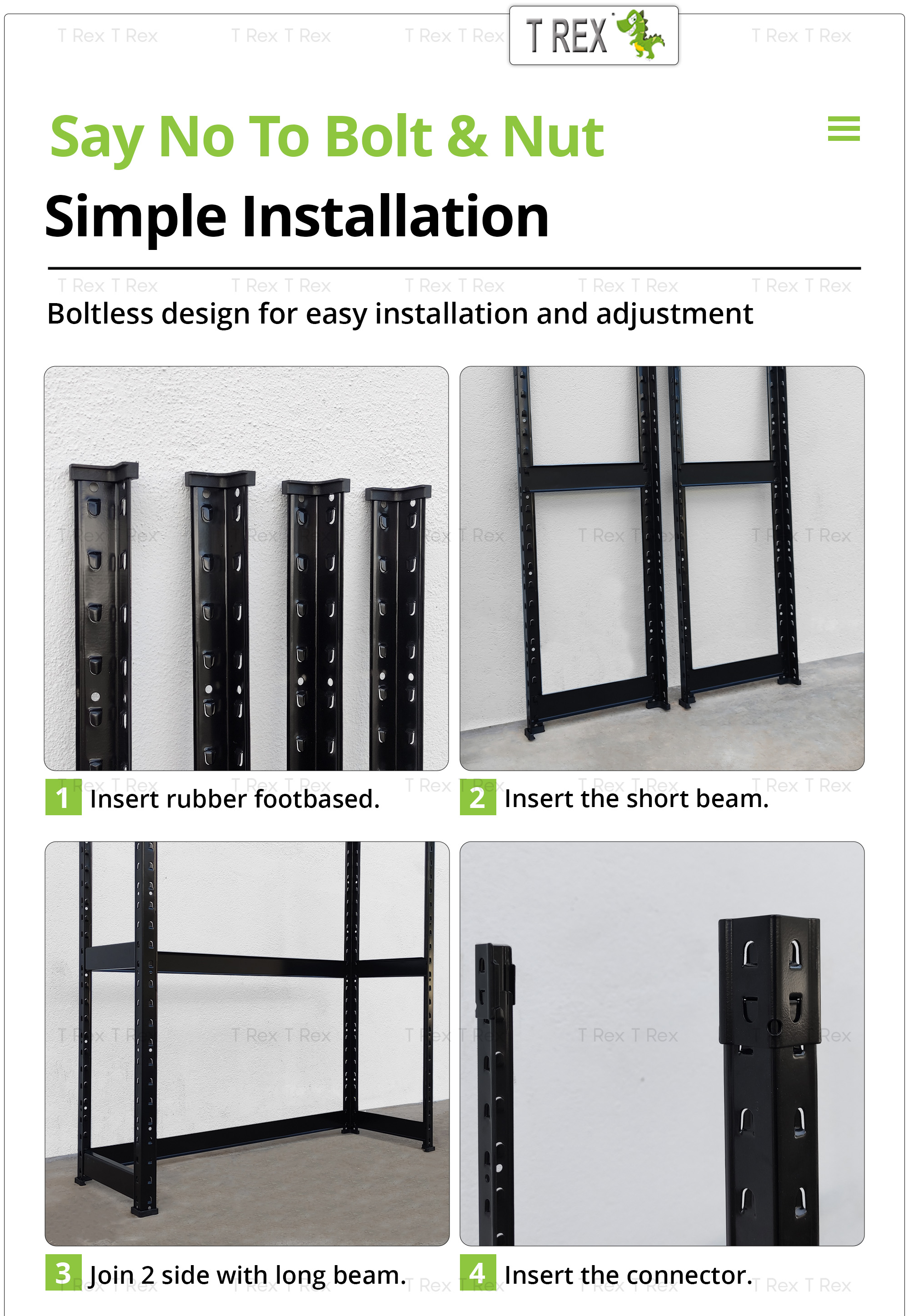 T Rex Multipurpose 4 Tier Boltless Storage Rack / Shelf Kitchen Rack ...