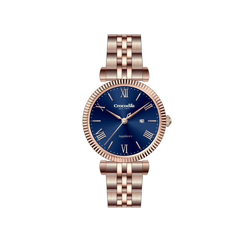 Crocodile Japan Quartz Sun Ray Dial All Stainless Steel Case Strap