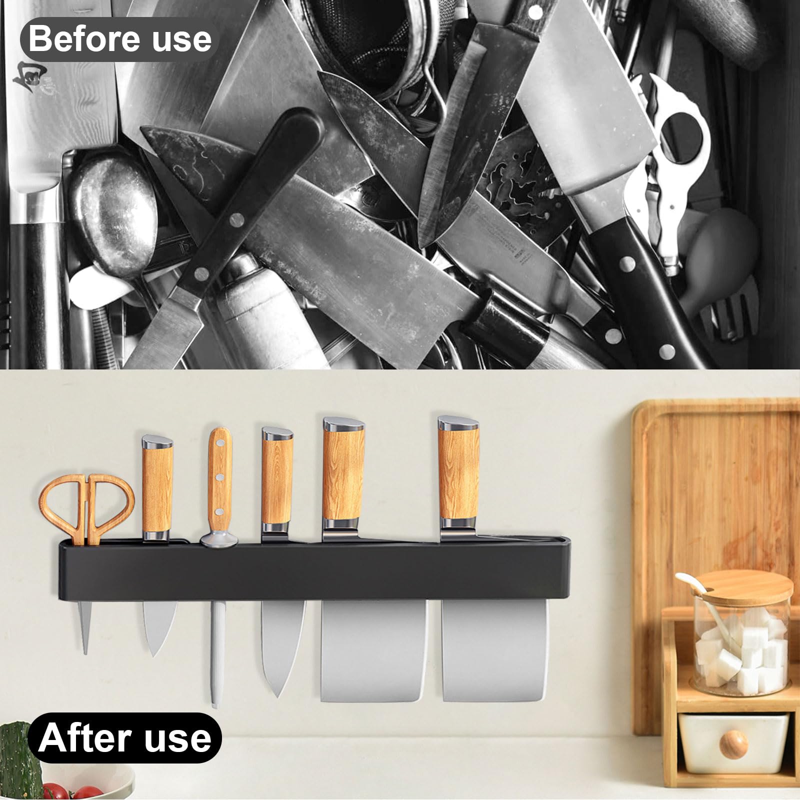 Tradlux Knife Rack Kitchen Knife Holder Knive Rack Black Stainless ...