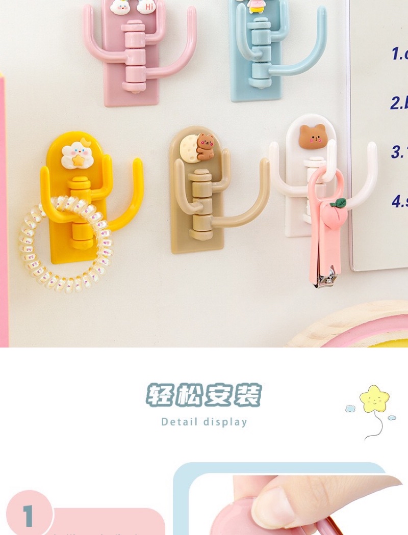 Cartoon Hook hanger stick on wall transparent hanger penyangkut baju ...