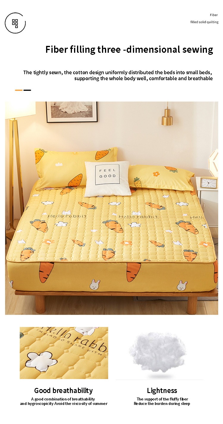 3 IN 1 Cotton Fitted Bedsheet Mattress Cover Single/Queen/King Flower ...