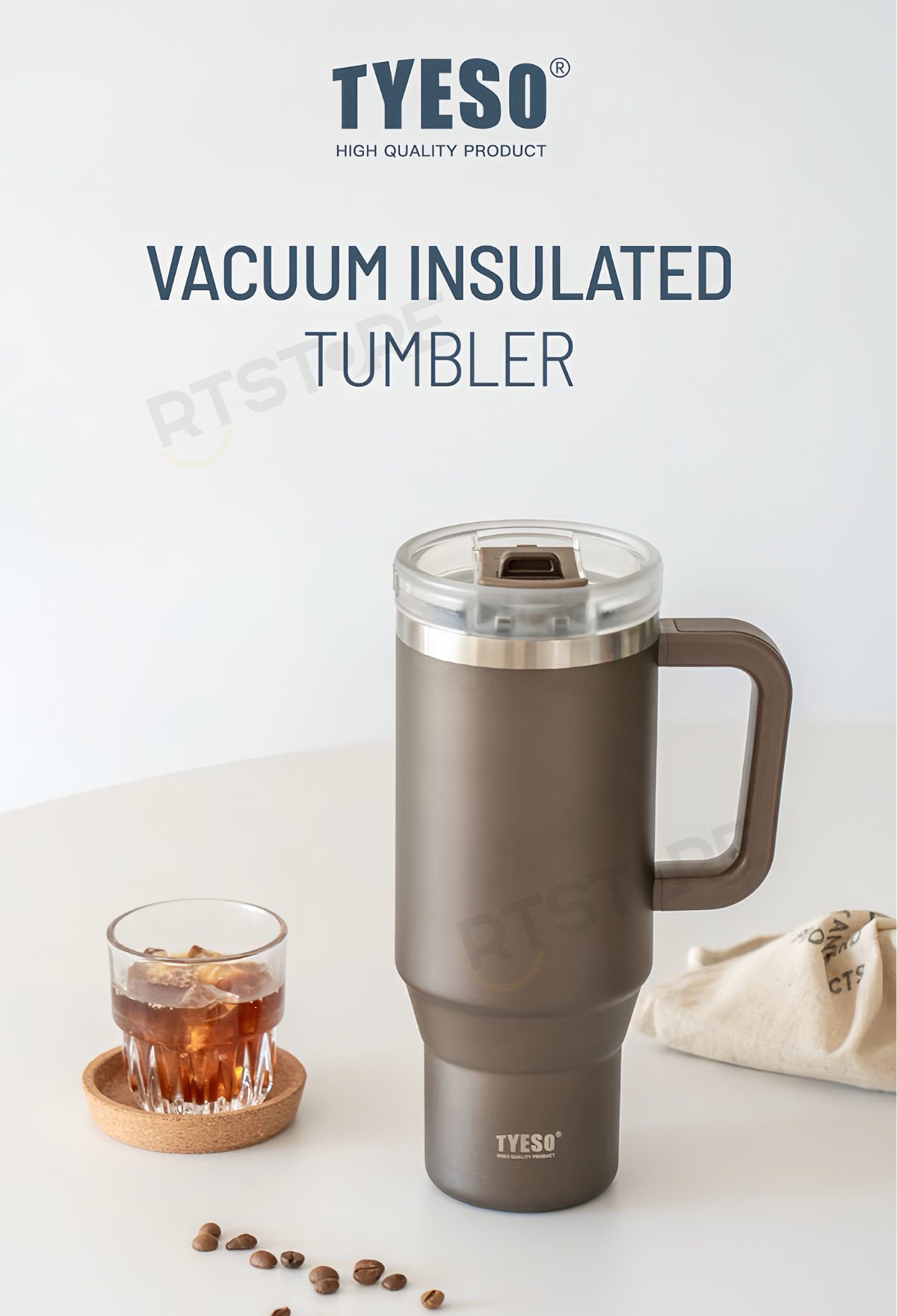 TYESO Tumbler Stainless Steel Insulated Thermos Flask with Carrying ...