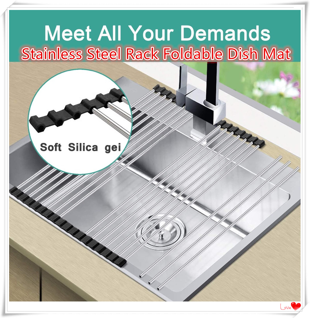 Stainless Steel Rack Foldable Dish Mat Drainer Folding Sink Drain Rack ...