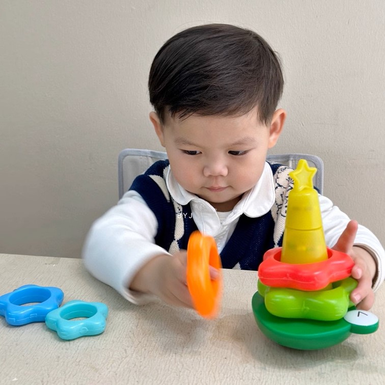 Rainbow Stacking Ring Baby Toys 1 year Toddler Toy Mainan baby 6 bulan ...