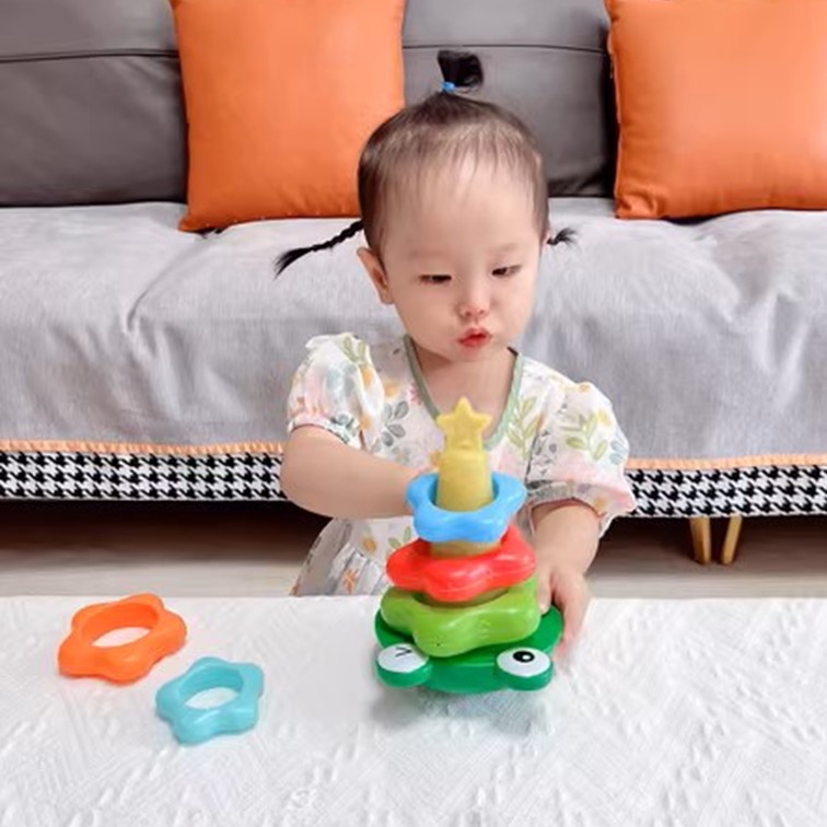 Rainbow Stacking Ring Baby Toys 1 year Toddler Toy Mainan baby 6 bulan ...