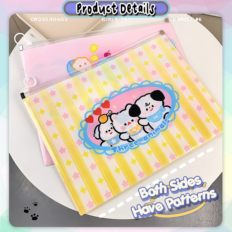 [Happy Kids] Cute Cartoon A4 File Holder A4 File Zipper Bag Waterproof ...