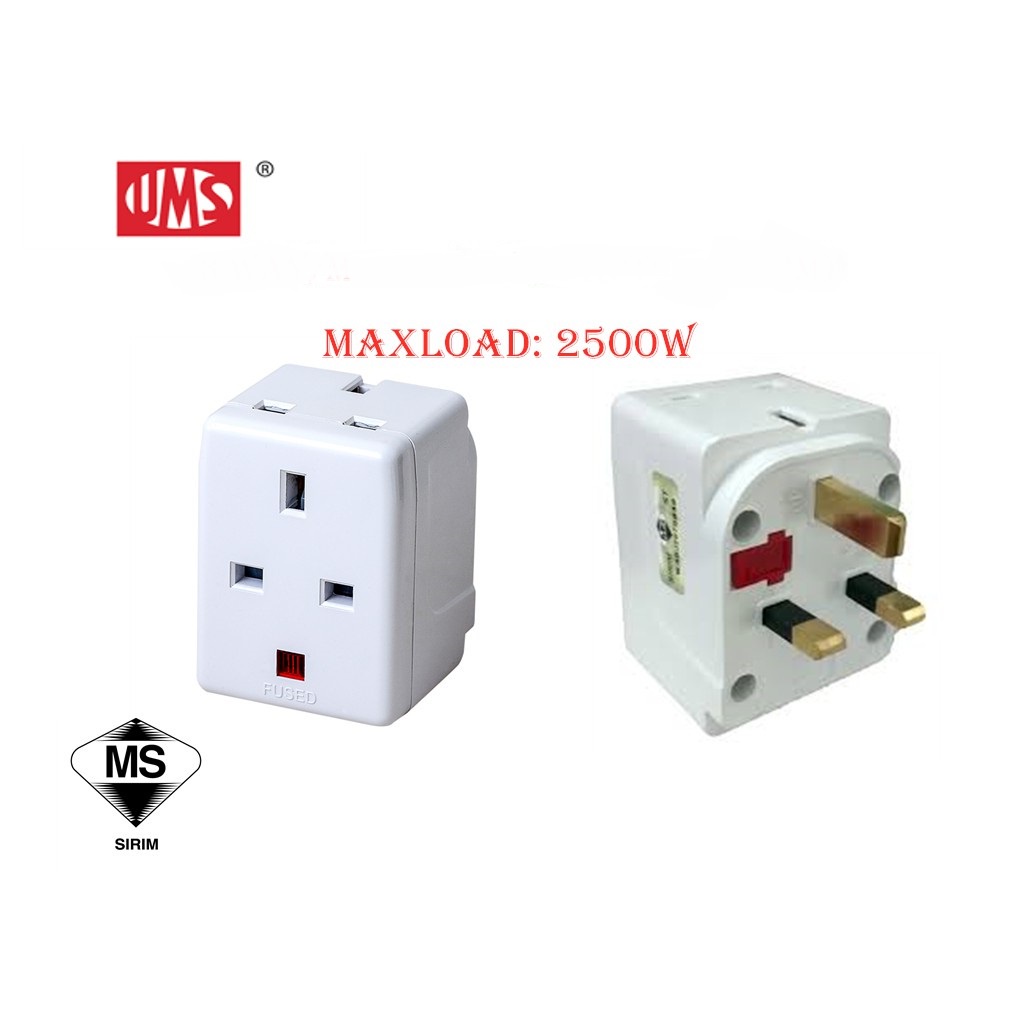 UMS 3 Way Adaptor MA313 Plug Kepala Tiga Extension Plug Tiga Cabang ...